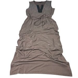 White House Black Market Women’s Medium Dress Brown Maxi Sleeveless Tie Modal